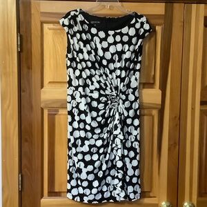 Connected Apparel Black and White Patterned Midi Dress